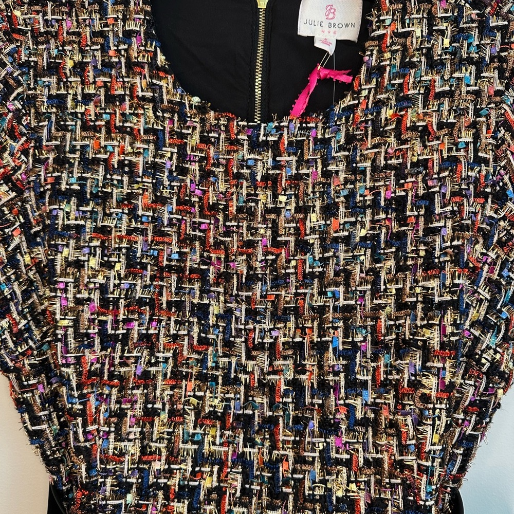 JB by Julie Brown Holiday Multi Color + Gold Tweed Cocktail Dress - Picture 6 of 8